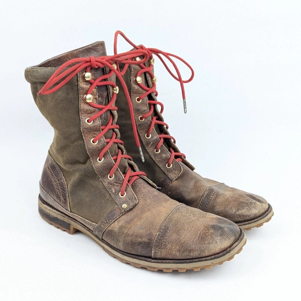 Barbour Mens Boots Size 10 1/2 Rockport Tartan Lined Leather & Canvas